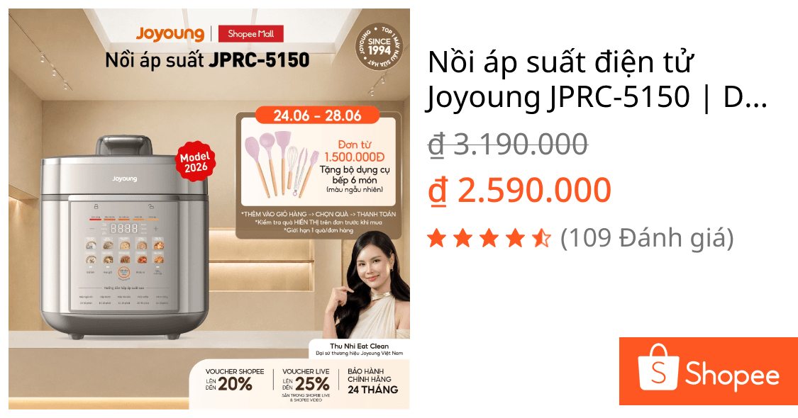 Nồi áp suất điện tử Joyoung JPRC-5150 | Dung tích 5L (nấu cơm 1.8L) | Công suất 900W