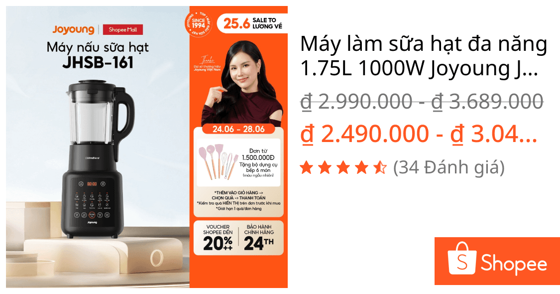 Máy làm sữa hạt đa năng 1.75L 1000W Joyoung JHSB-161